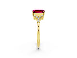 Yellow gold Emerald Cut Garnet Ring with Side Stones and Four-Prong Setting_38