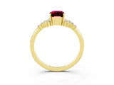 Yellow gold Emerald Cut Garnet Ring with Side Stones and Four-Prong Setting_39