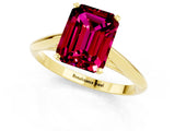 Yellow gold Emerald Cut Garnet Solitaire Engagement Ring with Cathedral Setting and Four-Prong Mount_25