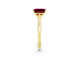Yellow gold Emerald Cut Garnet Solitaire Engagement Ring with Cathedral Setting and Four-Prong Mount_26