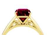 Yellow gold Emerald Cut Garnet Solitaire Engagement Ring with Cathedral Setting and Four-Prong Mount_28