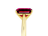 Yellow gold Emerald Cut Garnet Solitaire Engagement Ring with Cathedral Setting and Four-Prong Mount_29
