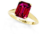 Yellow gold Emerald Cut Garnet Solitaire Engagement Ring with Cathedral Setting and Four-Prong Mount_67