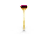 Yellow gold Emerald Cut Garnet Solitaire Engagement Ring with Cathedral Setting and Four-Prong Mount_68
