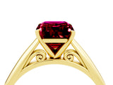 Yellow gold Emerald Cut Garnet Solitaire Engagement Ring with Cathedral Setting and Four-Prong Mount_70