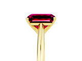 Yellow gold Emerald Cut Garnet Solitaire Engagement Ring with Cathedral Setting and Four-Prong Mount_71