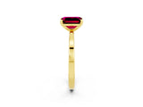 Yellow gold Emerald Cut Garnet Solitaire Engagement Ring with Classic Band and Four-Prong Setting_26