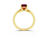 Yellow gold Emerald Cut Garnet Solitaire Engagement Ring with Classic Band and Four-Prong Setting_27