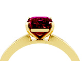 Yellow gold Emerald Cut Garnet Solitaire Engagement Ring with Classic Band and Four-Prong Setting_28