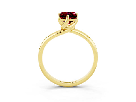 Yellow gold Emerald Cut Garnet Solitaire Engagement Ring with Four-Prong Setting and Classic Band_15