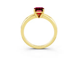 Yellow gold Emerald Cut Garnet Solitaire Engagement Ring with Round Band and Four-Prong Setting_3