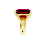 Yellow gold Emerald Cut Garnet Solitaire Engagement Ring with Round Band and Four-Prong Setting_5