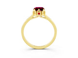 Yellow gold Emerald Cut Garnet Solitaire Ring with Flower Prong Setting and Classic Band_15