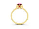 Yellow gold Emerald Cut Garnet Solitaire Ring with Flower Prong Setting and Classic Band_40