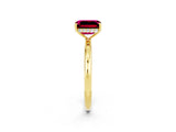 Yellow gold Emerald Cut Garnet Solitaire Ring with Thin Band and Four-Prong Setting_14