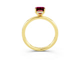 Yellow gold Emerald Cut Garnet Solitaire Ring with Thin Band and Four-Prong Setting_15
