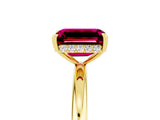 Yellow gold Emerald Cut Garnet Solitaire Ring with Thin Band and Four-Prong Setting_17