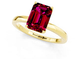 Yellow gold Emerald Cut Garnet Solitaire Ring with Thin Band and Prong Setting_13