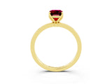 Yellow gold Emerald Cut Garnet Solitaire Ring with Thin Band and Prong Setting_15