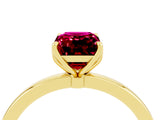 Yellow gold Emerald Cut Garnet Solitaire Ring with Thin Band and Prong Setting_16