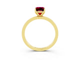 Yellow gold Emerald Cut Garnet Solitaire Ring with Thin Band and Prong Setting_27