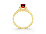 Yellow gold Emerald Cut Garnet Solitaire Ring with Wide Band and Prong Setting_3