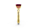 Yellow gold Emerald Cut Garnet Solitaire Twist Band Prong Setting Ring_50