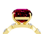 Yellow gold Emerald Cut Garnet Solitaire Twisted Band with Round  Accents and Prong Setting_16