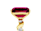 Yellow gold Emerald Cut Garnet Solitaire Twisted Band with Round  Accents and Prong Setting_17