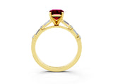 Yellow gold Emerald Cut Garnet Solitaire with Side Baguettes and Channel Set Band_3