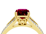 Yellow gold Emerald Cut Garnet Split Shank Engagement Ring with Pavé Band_4