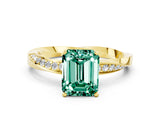 Yellow gold Emerald Cut Green Sapphire Engagement Ring with Side Stone Accents and Four-Prong Setting_60