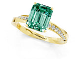 Yellow gold Emerald Cut Green Sapphire Engagement Ring with Side Stone Accents and Four-Prong Setting_61