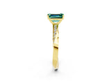 Yellow gold Emerald Cut Green Sapphire Engagement Ring with Side Stone Accents and Four-Prong Setting_62