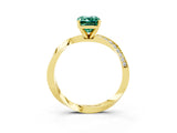 Yellow gold Emerald Cut Green Sapphire Engagement Ring with Side Stone Accents and Four-Prong Setting_63