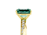 Yellow gold Emerald Cut Green Sapphire Engagement Ring with Side Stone Accents and Four-Prong Setting_65