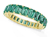 Yellow gold Emerald Cut Green Sapphire Eternity Band with Shared Prong Setting_7