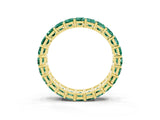 Yellow gold Emerald Cut Green Sapphire Eternity Band with Shared Prong Setting_9