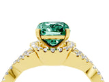 Yellow gold Emerald Cut Green Sapphire  Halo Twist Band Solitaire Prong Setting Ring_40