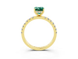 Yellow gold Emerald Cut Green Sapphire Pave Band Solitaire Ring with Four-Prong Setting_15
