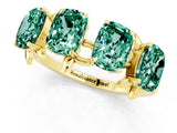 Yellow gold Emerald Cut Green Sapphire Prong-Set Half Eternity Band_19