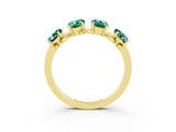 Yellow gold Emerald Cut Green Sapphire Prong-Set Half Eternity Band_21