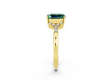 Yellow gold Emerald Cut Green Sapphire Ring with Side Stones and Four-Prong Setting_38