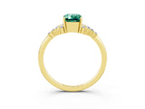 Yellow gold Emerald Cut Green Sapphire Ring with Side Stones and Four-Prong Setting_39