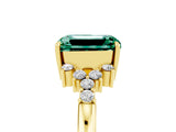 Yellow gold Emerald Cut Green Sapphire Ring with Side Stones and Four-Prong Setting_41