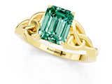 Yellow gold Emerald Cut Green Sapphire Solitaire Celtic Knot Ring with Four-Prong Setting_13