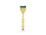 Yellow gold Emerald Cut Green Sapphire Solitaire Celtic Knot Ring with Four-Prong Setting_14