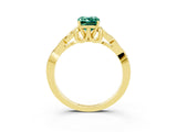 Yellow gold Emerald Cut Green Sapphire Solitaire Celtic Knot Ring with Four-Prong Setting_15