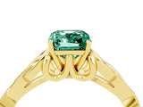 Yellow gold Emerald Cut Green Sapphire Solitaire Celtic Knot Ring with Four-Prong Setting_16