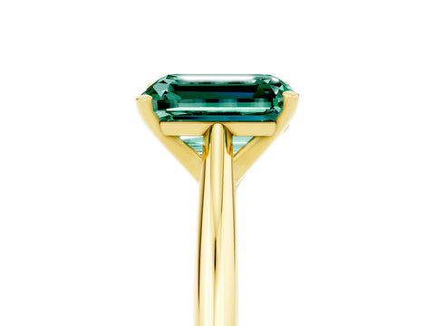 Yellow gold Emerald Cut Green Sapphire Solitaire Engagement Ring with Cathedral Setting and Four-Prong Mount_17